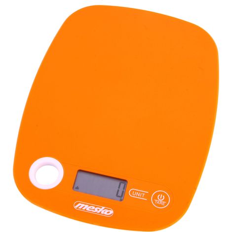Mesko MS3159O Báscula de Cocina Digital Extraplana, Medición 1gr, Hasta 5 kg, LCD, Función Tara, Medición Líquidos Naranja
