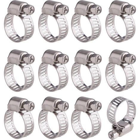 – Collier de serrage tuyau ajustable en acier inoxydable – Lot de 12 – Diamètre 9-16 mm – Résistant à la corrosion – Applications industrielles et domestiques (1/5)