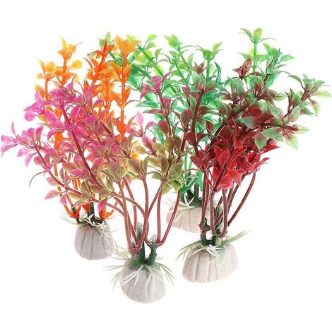 Plantes aquatiques décoratives pour aquarium, avec support, pour poissons et autres décorations de bassin. Couleurs vives. Hauteur : 11 cm (4,3 pouces). (1/4)