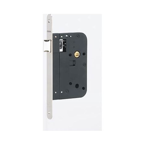 Serratura da incasso per porte interne, asse 70mm, piastra tonda, nichelato - THIRARD