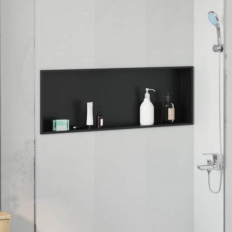 Duschnische Schwarz 90 x 30 x 9.5 cm Edelstahl vidaXL
