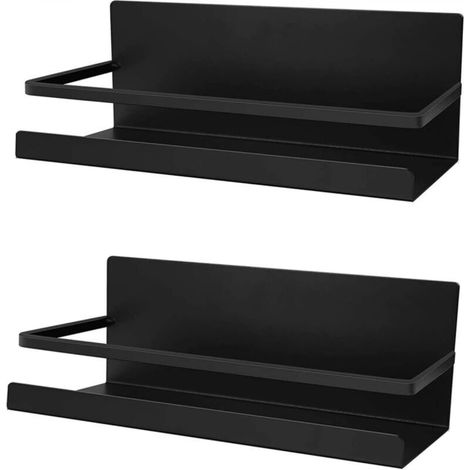 Magnetic Spice Rack Refrigerator Shelf, Magnetic Spice Rack, Space-Saving Refrigerator Organizer, 2 Pieces, Matte Black (1/5)