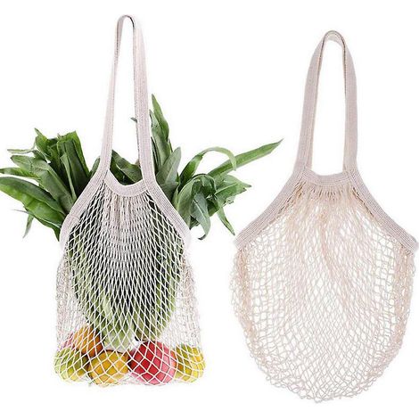 2pcs Sac Provisions Rutilisable En Maille Blanc (1/5)