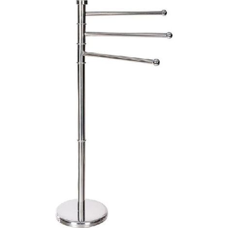 TrAdE Shop Traesio - Piantana Portasciugamani A 3 Posti Bracci Rotanti H87cm In Acciaio Inox Satinato Bagno - (1/4)