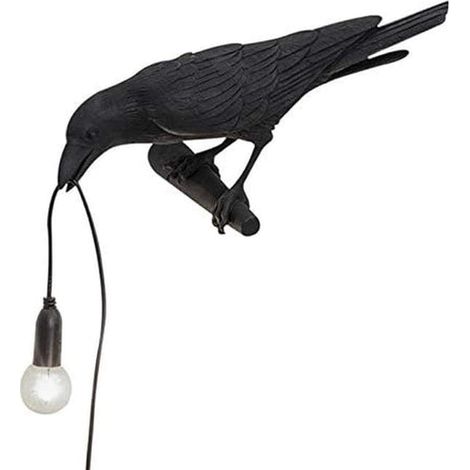 Lampe de table en forme de corbeau, lampe de bureau, applique murale de chambre, lampe décorative en résine (noire, applique murale) (1/4)