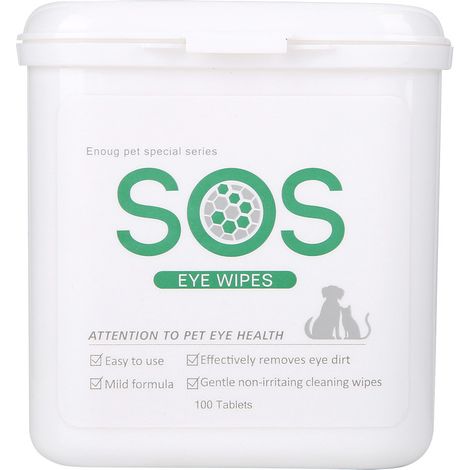 100 lingettes humides en polyester pour les yeux des animaux de compagnie (chats et chiens), nettoyantes et douces pour éliminer les taches lacrymales. (1/5)