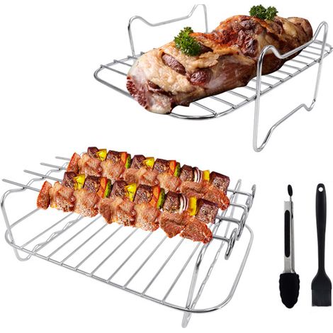 Grille de cuisson vapeur double couche en acier inoxydable pour friteuse à air chaud, idéale pour cuire et rôtir à la vapeur et superposer les aliments dans un four grille-pain ou une friteuse à air c (1/4)
