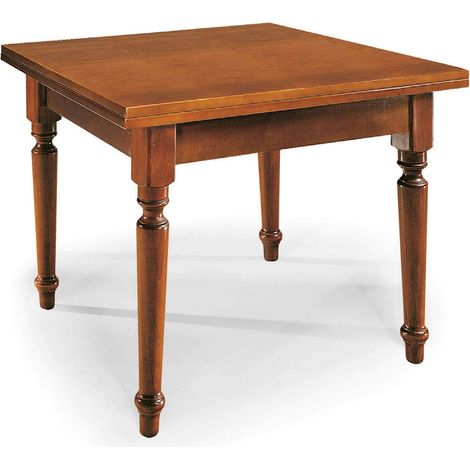 GEORDIE - tavolo da pranzo allungabile a libro in legno massello bianco gamba tornita cm 100 X 100/200