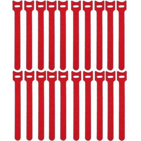 20 pièces de bandes velcro bleues 12x150 mm, doubles faces non adhésives en nylon réutilisables, attaches ajustables pour câbles et organisation des fils (1/5)