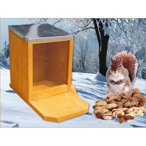 Eichhörnchen Futterhaus Futterautomat Futterstation Holz Plexiglas Zinkdach