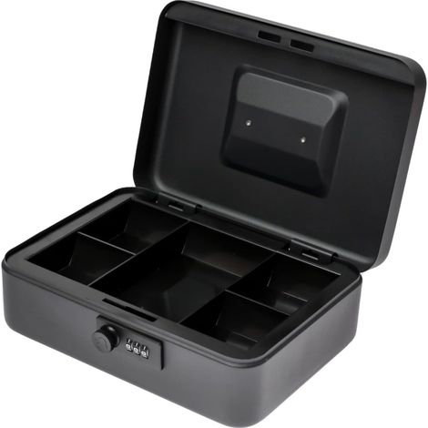 Coffre-fort métallique verrouillable avec serrure à combinaison, 25 x 18 x 8,5 cm (noir) (1/5)