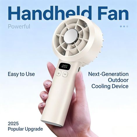 Mini ventilateur rechargeable 1200mAh USB avec affichage LED, ventilateur portable pour extérieur et travailChampagne (1/5)