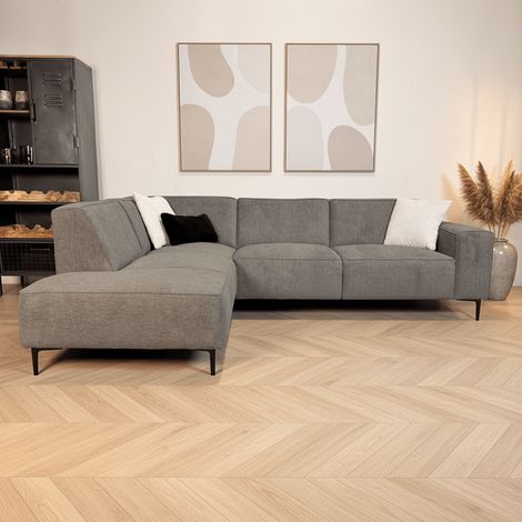 Ecksofa Taupefarbenes Chenille-meliertes Ravi – links (1/5)