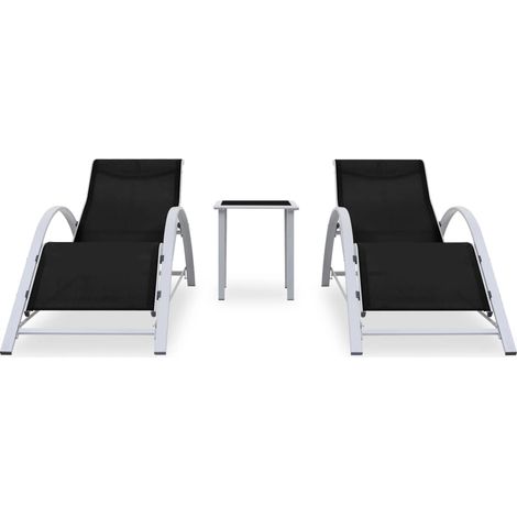 Maison Exclusive - Sonnenliegen 2 Stk. mit Tisch Aluminium Schwar