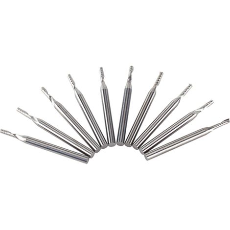 10 fraises carbure monobloc 1/8'' queue cylindrique, fraise à graver CNC une dent, mèche hélicoïdale spirale pour défonceuse bois plastique (1/5)