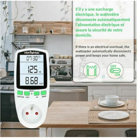 Wattmetro - Presa per il controllo dei costi di consumo energetico - Display digitale della potenza elettrica (1/4)