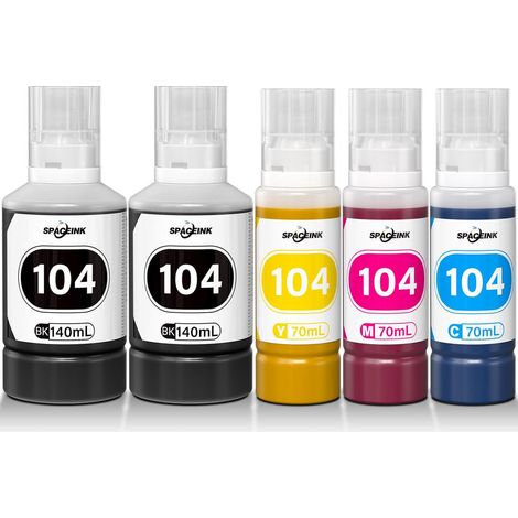Lot de 104 cartouches d'encre compatibles avec Epson 104 ET-2820 ET-4800 ET-2870 ET-2810 ET-2862 ET-2826 ET-2856 ET-4810 ET-2811 ET-2812 ET-2814 ET-2814 Modèle 2815. ET-2821 ET-2710 ET-2711 Imprimante (1/5)