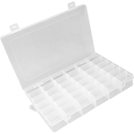 Boîte à bijoux transparente à 36 compartiments avec séparateurs amovibles, étui de rangement portable en plastique transparent pour boucles d'oreilles, bagues et perles