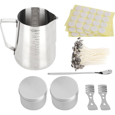 Kit de Fabrication de Bougies DIY en Acier Inoxydable 304, Pot de Coulée, Support de Mèche et Cuillère Carrée (1/5)