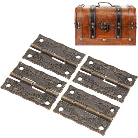 Charnières Antiques Boîte Style Vintage Zinc - Lot de 20 avec 80 Vis pour Boîtes Bijoux et Cabinets Bois (1/5)