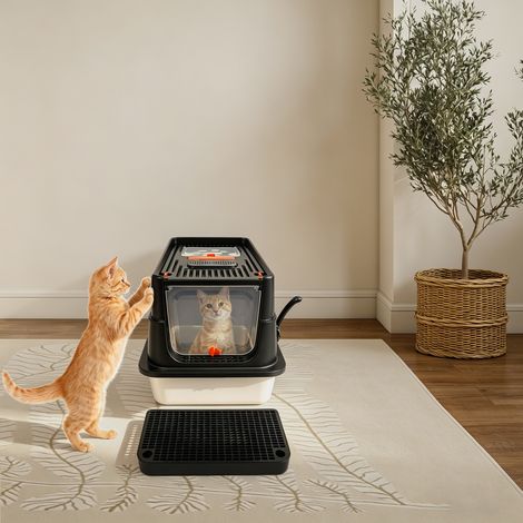 Edelstahl-Katzenklo, großes Katzenklo für große Katzen, Katzenklo mit hohen Seitenwänden