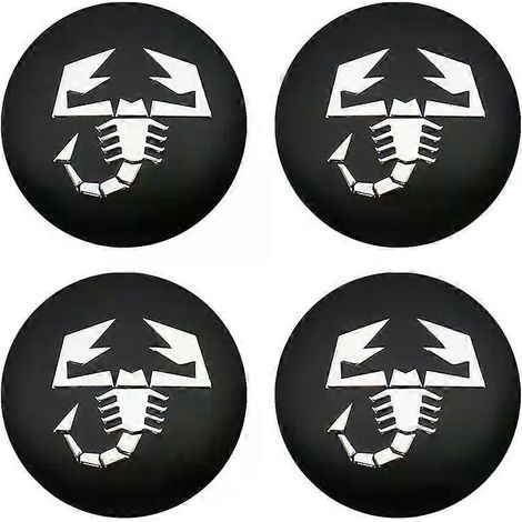 Radnabenkappen-Logoaufkleber (schwarz) für Fiat Abarth 124, 500 Grande, Punto Spider, 500C, 595C, 695C, Evo