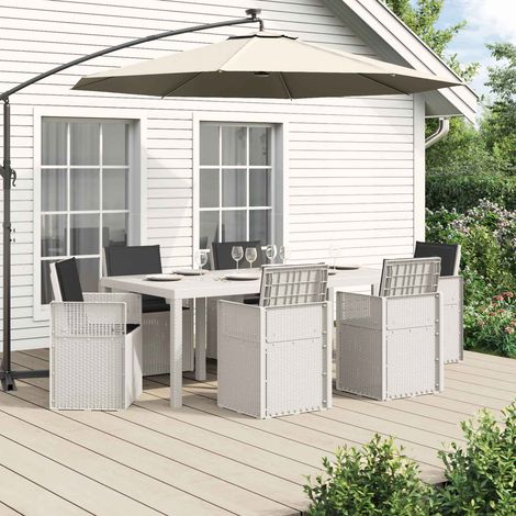 vidaXL Conjunto de Comedor de Jardín 7 uds. Blanco y Antracita PP (1/5)