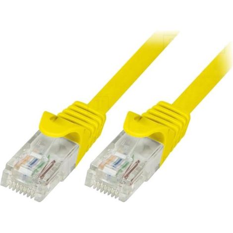 Patch cord- U-UTP- 5e- corde- CCA- PVC- jaune- 0.5m- 26AWG