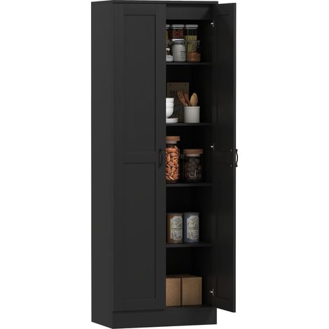 Armadio a 2 ante con 5 ripiani, stile contemporaneo, 60L x 36,5W x 175H cm, nero.