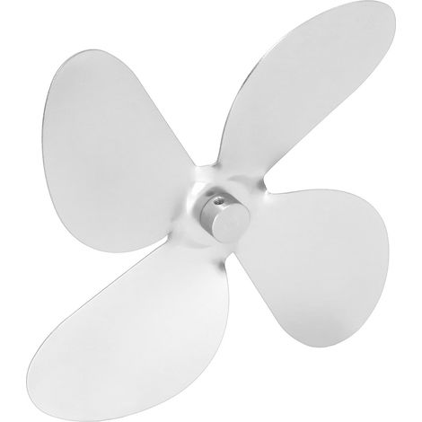 Pales ventilateur poêle alliage aluminium 4 ailettes kit rechange avec clé hexagonale vis argent (1/5)