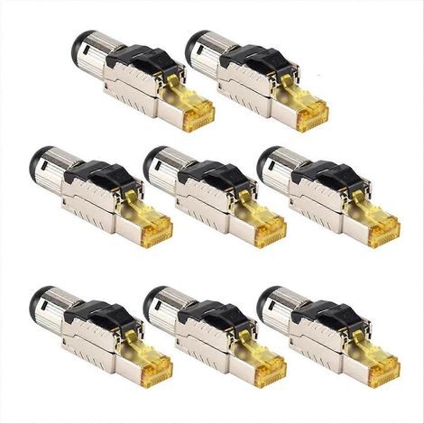 Lot de 8 connecteurs RJ45 Cat 8 blindés sans outil, fiche de terminaison de terrain Cat8, connecteur Cat8, prise Cat8 (1/5)