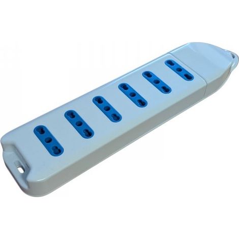 Multipresa Ciabatta Elettrica Con 6 Posti Prese Bipasso 10/16A, Multipresa Senza Cavo Max 3500W, Colore Bianco