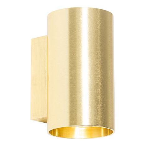 Applique murale ronde dorée 2 lumières – Aluminium – Compatible variateur – Éclairage rasant – 10cm profondeur, 14.2cm hauteur (1/4)