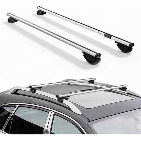 VEVOR Barres Transversales de Toit, Barre Porte Bagages Charge 75 kg 120 cm, pour Rails de Toit Sureleves avec Ecartement 21-106 cm, en Aluminium, pour Panier Porte-bagages Galerie Camping Voyage (1/5)