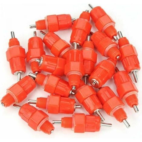 20 Pack Automatic Chicken Drinker Nipple Drinker for Chickens, Poultry, Hens, Ducks, Water Dispenser with Screw, Livestock Feeding, Drinking Equipment, Red (1/4)