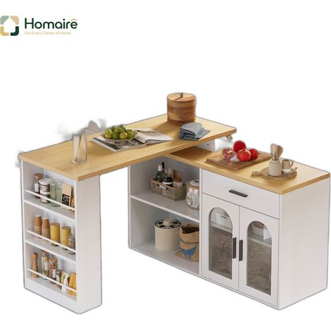 Küchenwagen aus MDF weiß 136 x 50 x 78 cm HOMAIRE (1/5)
