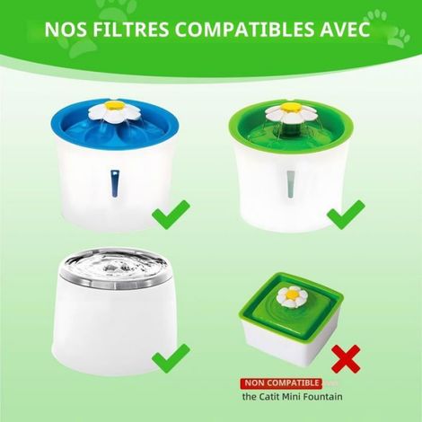 Filtre Fontaine À Eau Pour Chat - Double Filtration Charbon Actif Et Résine Échangeuse D Ions - Compatible Fontaine 3 L - Lot De 8 (1/5)