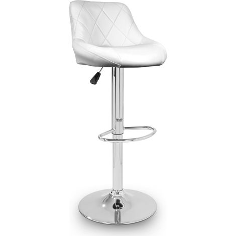 Aga Barhocker Weiß aus Kunstleder 360° drehbar höhenverstellbar, Barstuhl, Küchenhocker, Barhocker, Barstuhl, Bistrohocker