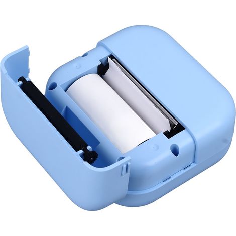Imprimante thermique Blue HD BT avec 6 rouleaux de papier thermique, 3 rouleaux de papier couleur, 6 crayons aquarelle, mini imprimante d'autocollants sans encre pour iOS et Android (1/5)
