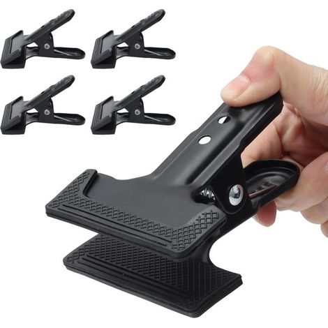 Pinces à Ressort en Plastique Noir, Type A, Grande Ouverture pour Studio Photo et Menuiserie,4pcs (1/5)