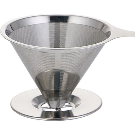 Filtre à café en acier inoxydable - Filtre à café conique à égouttement lent - Filtre à café à double couche à mailles fines sans papier - Pour cafetières et tasses (1/5)