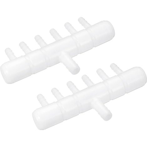 Air Ligne Tubes Séparateur Connecteur, 2Pcs 113mm/4.45" 6 Voie Réservoir Poissons Oxygène Tuyau Air Tubes Adaptateur pour Aquarium, Blanc (1/5)