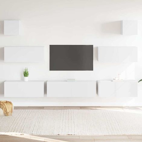 vidaXL Ensemble de meubles TV 7 pcs Blanc Bois d'ingénierie (1/5)