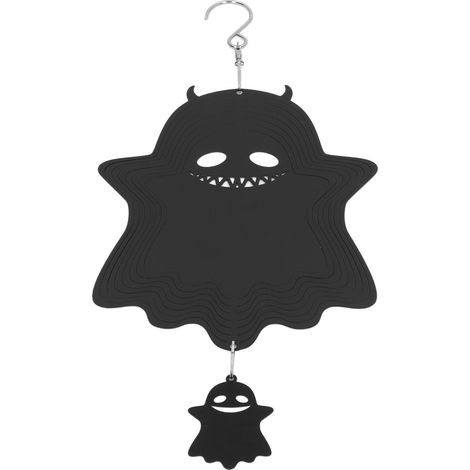 Carillon éolien fantôme en acier inoxydable, girouette 3D fantôme, décoration d'Halloween pour jardin ou cour, 35 x 15 cm (1/5)