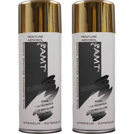 Bombe de Peinture - Or Chromé - Lot de 2 - 330ml - Acrylique - Séchage Rapide (1/2)