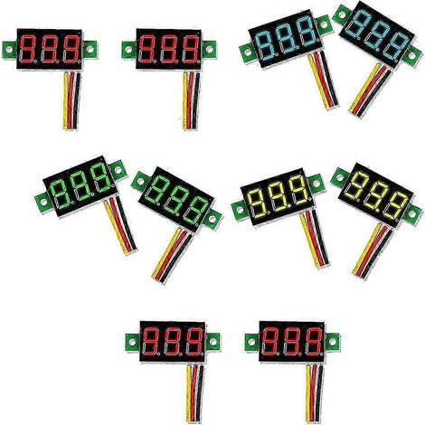 Mini voltmètre CC, testeur de tension CC à trois fils 0-100 V, 10 panneaux LED de 0,28 pouce, combinaison de 4 couleurs. (1/5)
