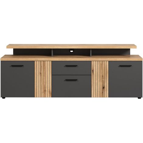 Esteban meuble tV 5 portes, 1 tiroir, 2 étagères anthracite. (1/5)
