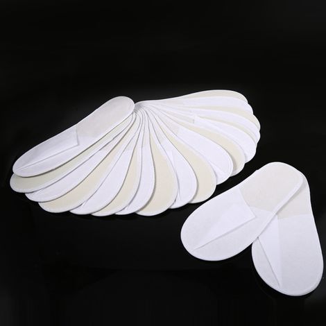 Lot de 10 paires de chaussons jetables pour invités, voyages, hôtels et spas, confortables et neufs. (1/5)