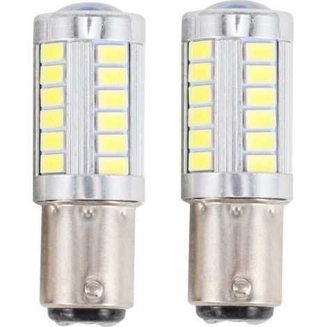 Lampadine a LED 5730 SMD 1157 P21 da 5W, alloggiamento 15D, 33 pezzi, adatte per luci dei freni, indicatori di direzione e luci di posizione, luce bianca effetto xenon, 2 pezzi.