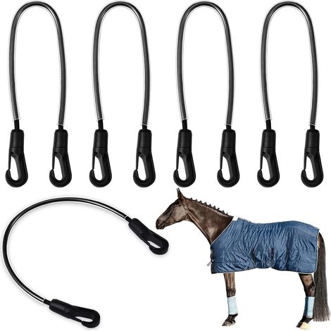 Sangles de rechange élastiques réglables pour couettes de chevaux (4 pièces) - 40,6 cm, avec double clip - Pour couettes de chevaux (1/4)